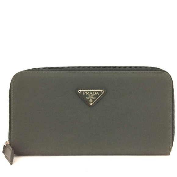 00751098# Prada Wallet Long Logo Plate Nylon Zip Around - Picture 1 of 9